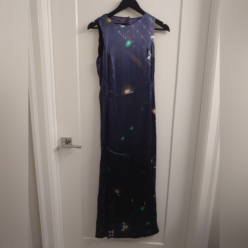 H&M Cosmic Print Silk Blend Maxi Dress